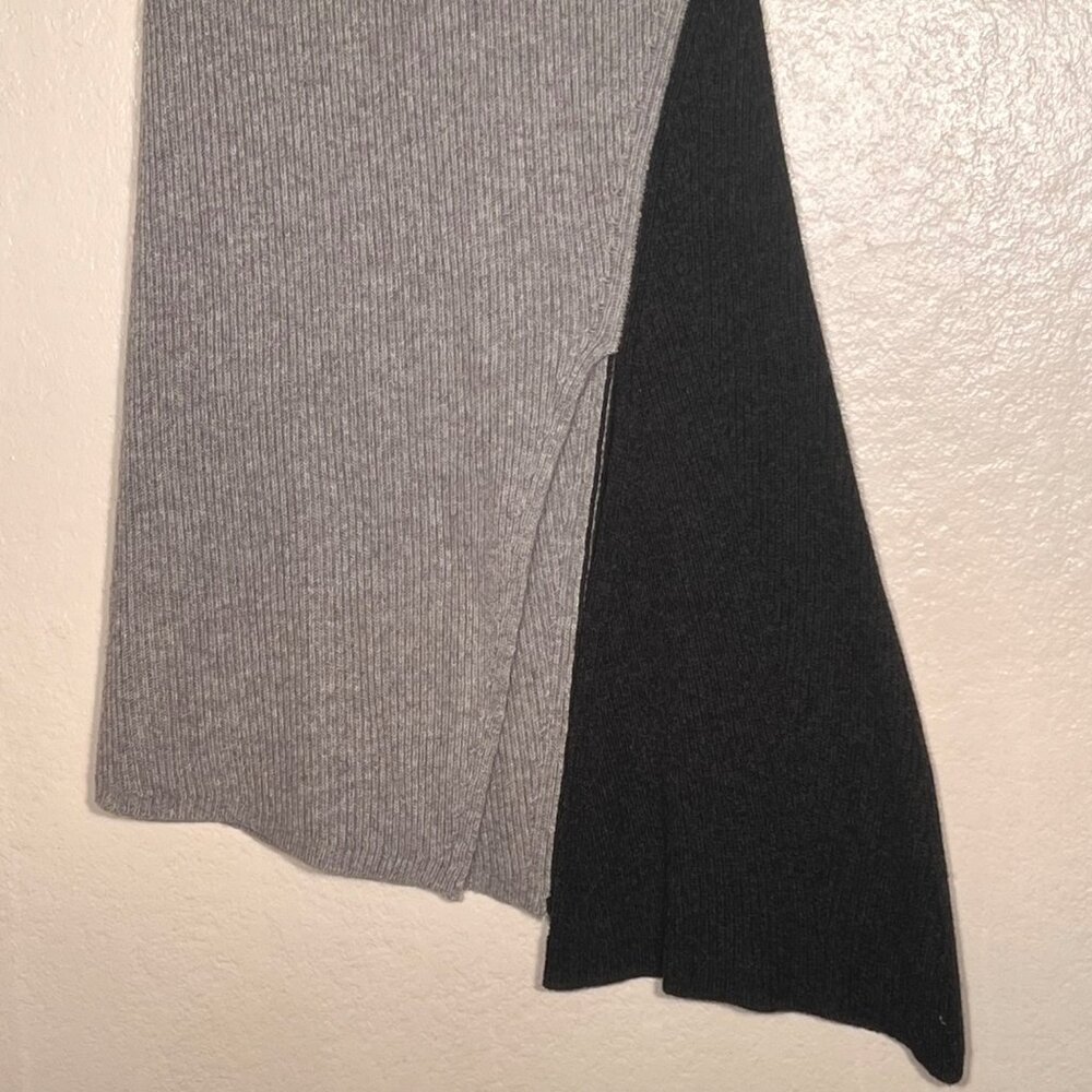 Asymmetrical Gray Black Wool Cashmere Angora Midi Skirt Ribbed Knit Design Small - Picture 3 of 12